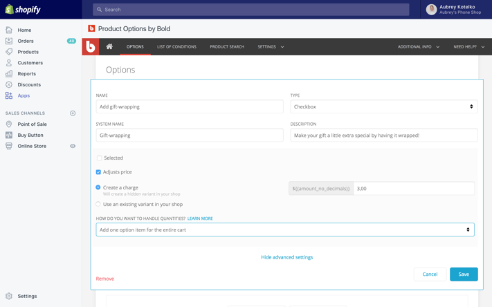 How to add an option using the app How to add an option using the app